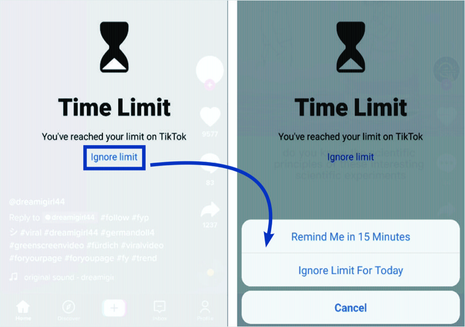 Grenzen der Bildschirmzeit-App ignorieren