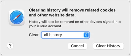 حذف بيانات التصفح في Mac Safari