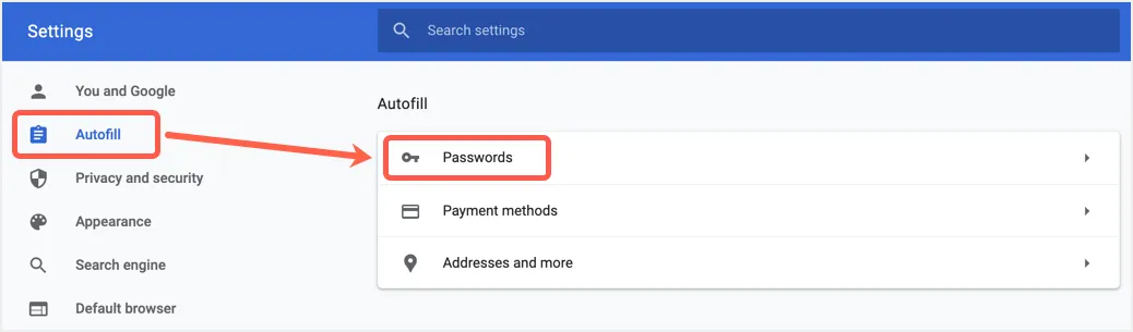 Chromeパスワード設定ページ