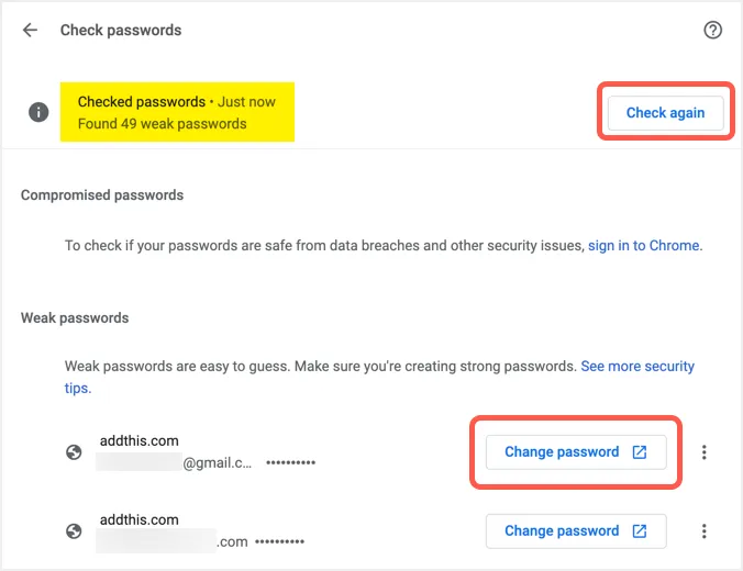 Chromeで脆弱で危険にさらされたパスワードを確認する