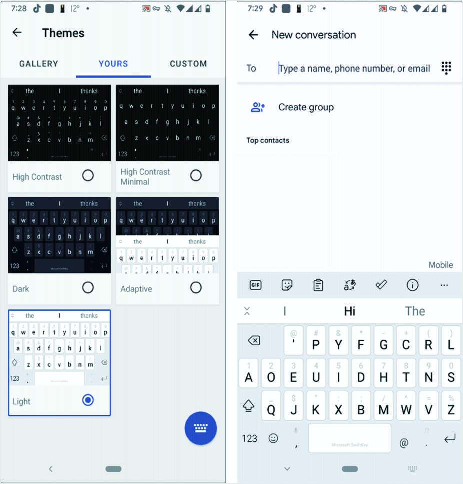 MicrosoftSwiftKeyキーボードの色の変更