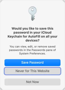 SafariMacでパスワードプロンプトを保存する