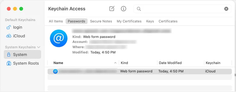 キーチェーンアクセスでパスワードを管理する