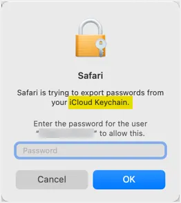 iCloudキーチェーンからのSafariエクスポートパスワード