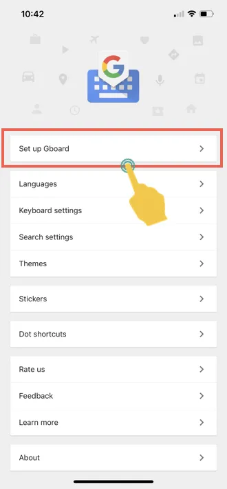 Gboardアプリの設定