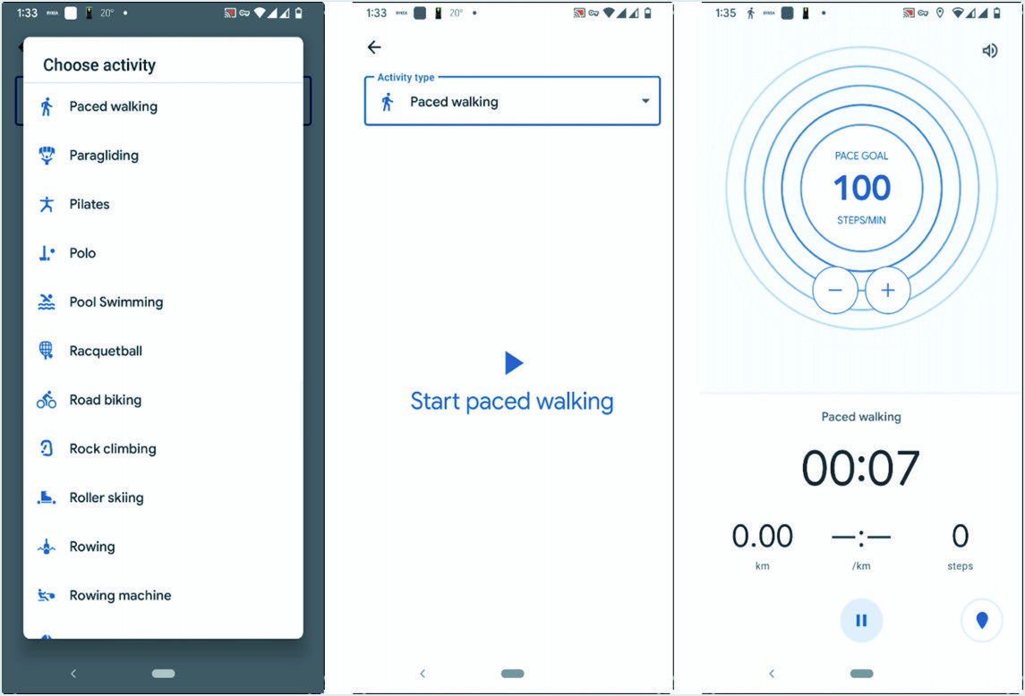 GoogleFitでウォークのペースを設定する