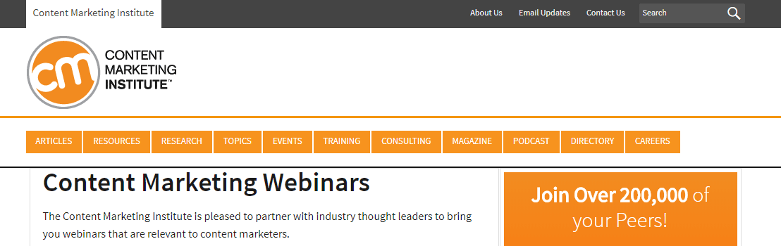 Webinar dell'Istituto di marketing dei contenuti