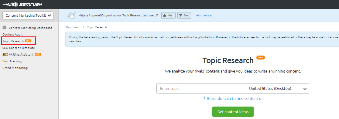 استخدام أفكار SEMRush للمحتوى