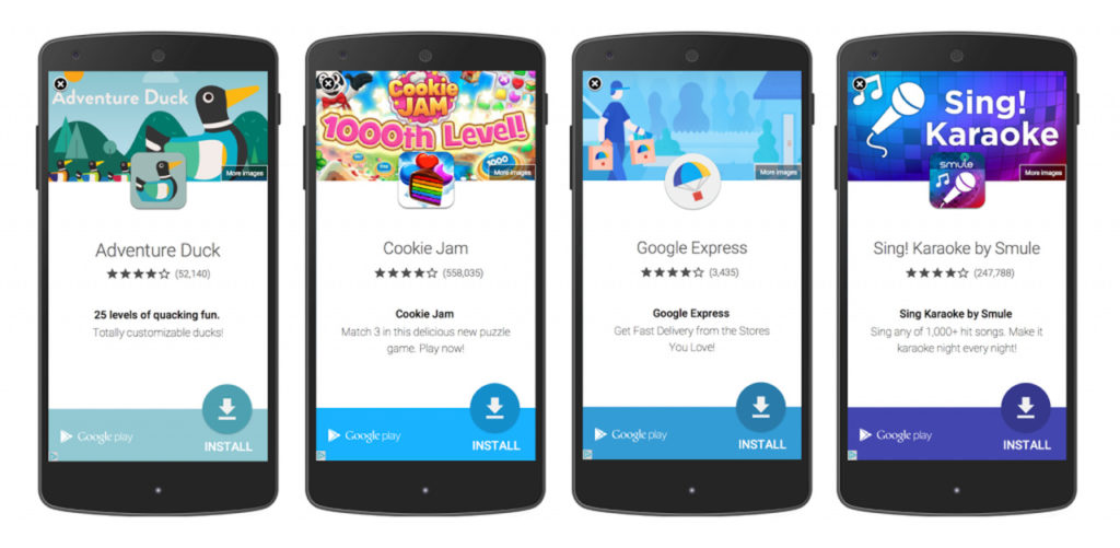 Annonces intégrées à l'application Google