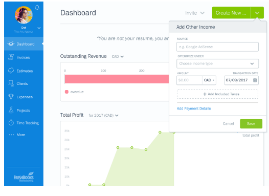 自由職業者的 Freshbooks 會計軟件