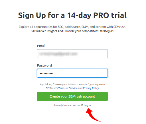SEMRush Pro 14-дневная пробная версия