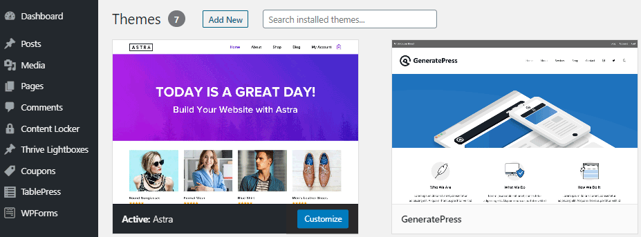Instalarea temei WordPress
