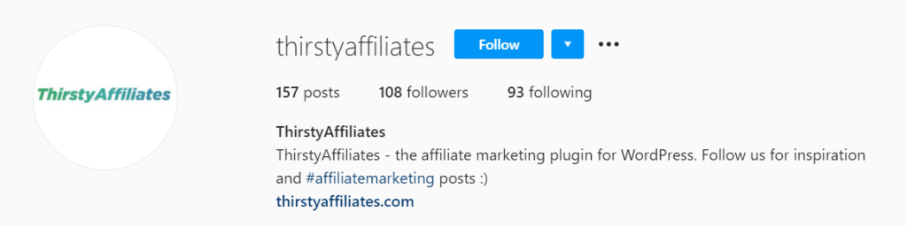 Link da bio do Instagram Thirsty Affiliates