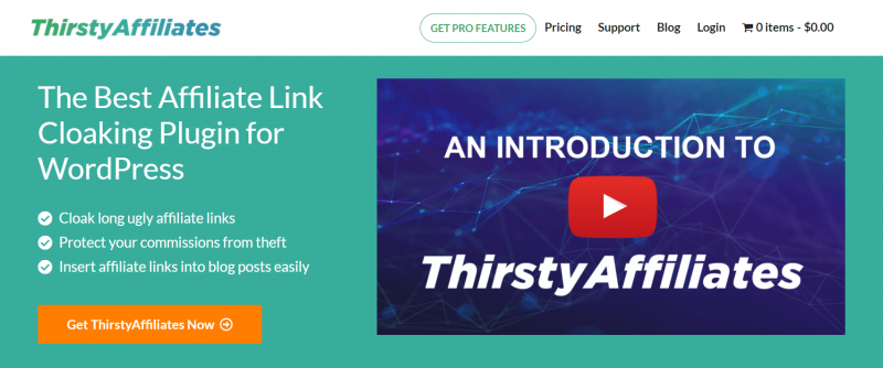 Die ThirstyAffiliates-Homepage