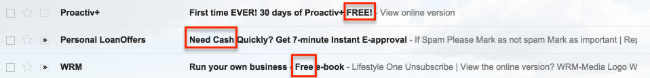 Spam subject line