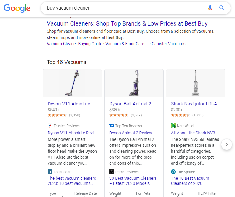 Google搜索-交易搜索：“购买吸尘器”