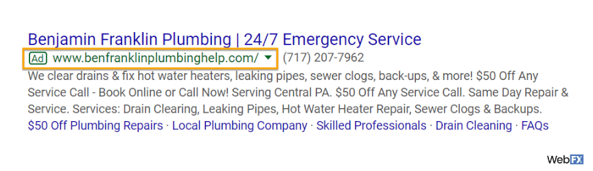 Ein Beispiel für eine Anzeige im Google-Such-Werbenetzwerk