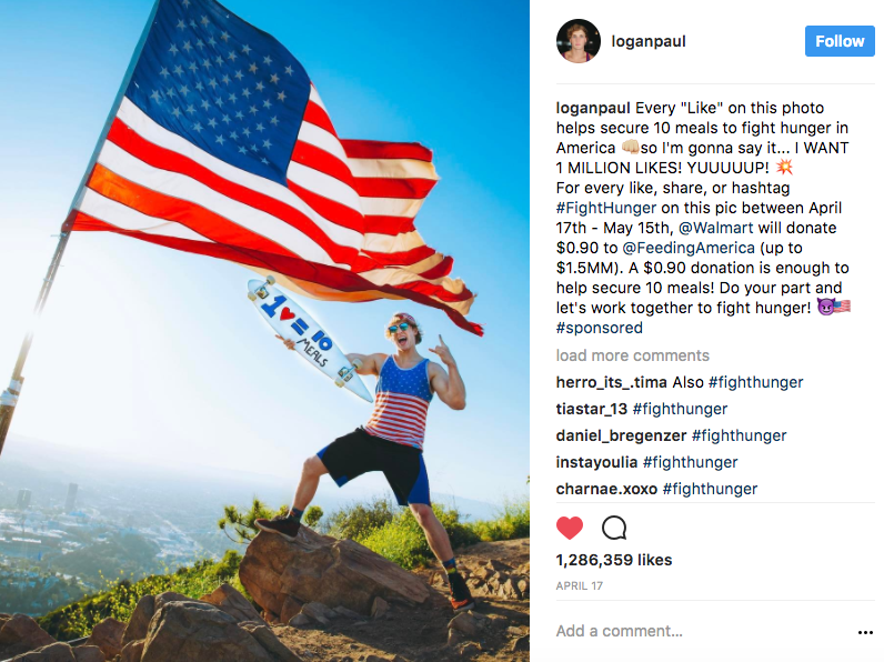 logan paul feed america cauza marketing