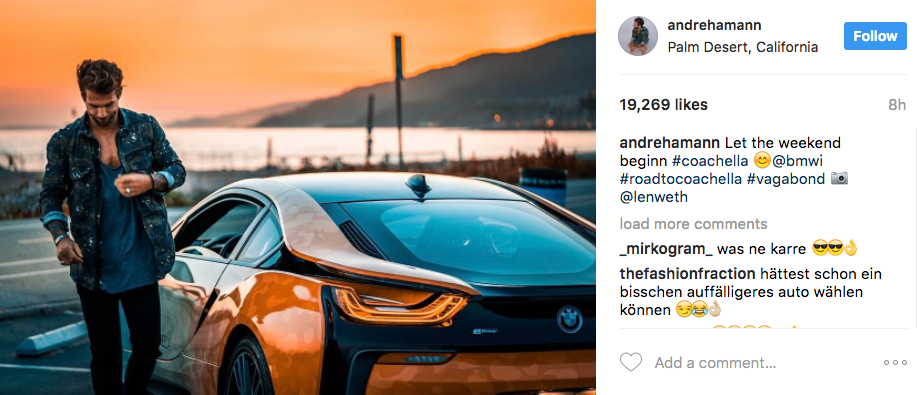 Coachella-BMW-influenceur-sponsorisé-post-andrehamann-star des médias sociaux