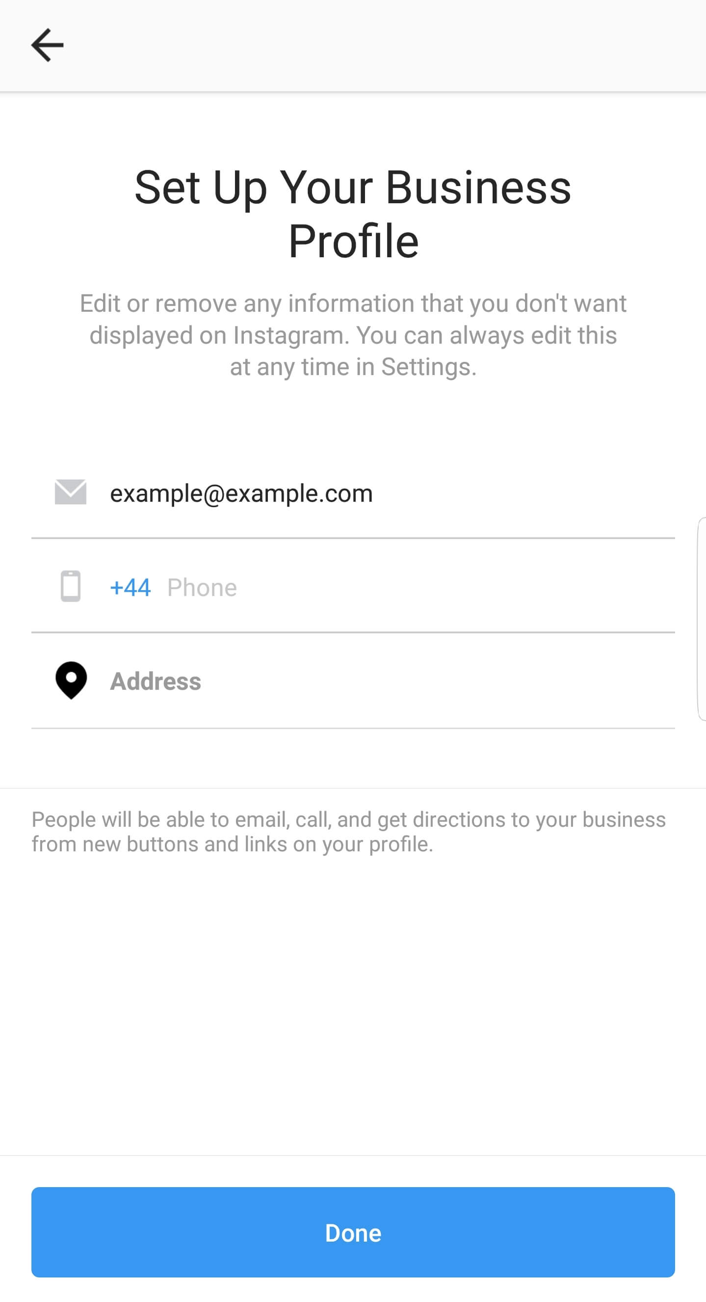 Perfil comercial de Instagram
