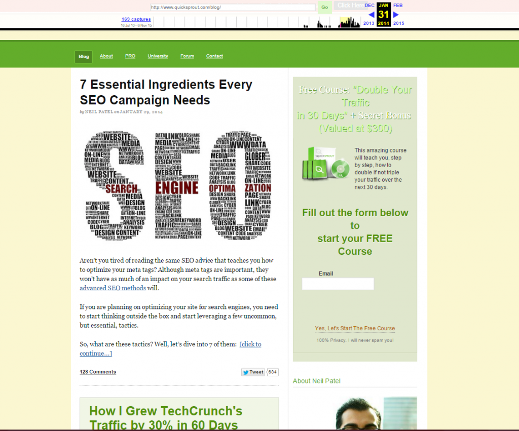 Primeira aparição do blog QuickSprout