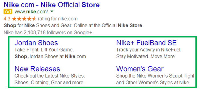 Adwords-extension-дополнительные ссылки-nike