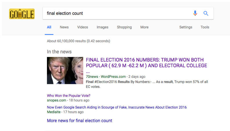 Google假新闻美国大选