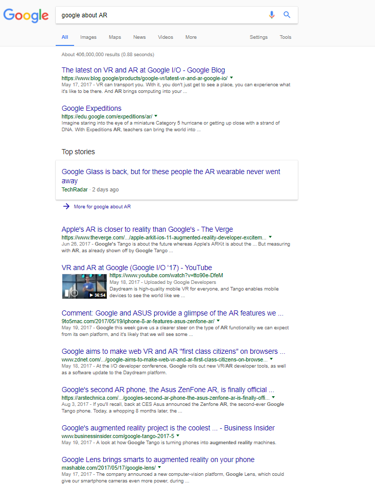 Google об AR
