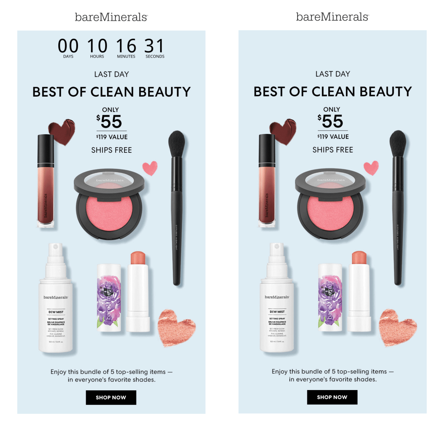 Bareminerals email countdown timer example