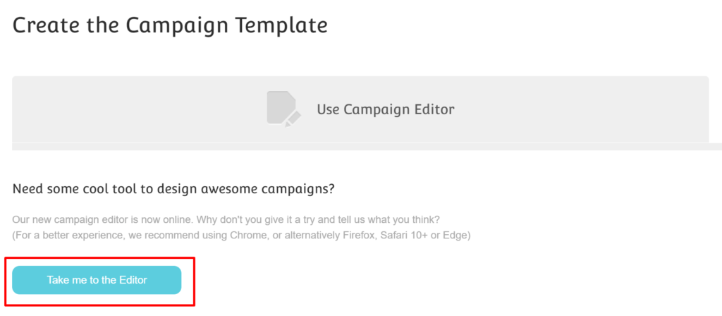 Moosend platform how to access the editor