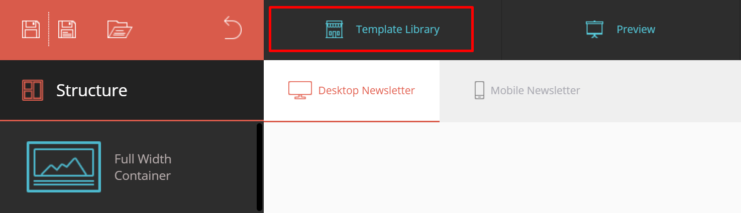 Moosend editor template library button