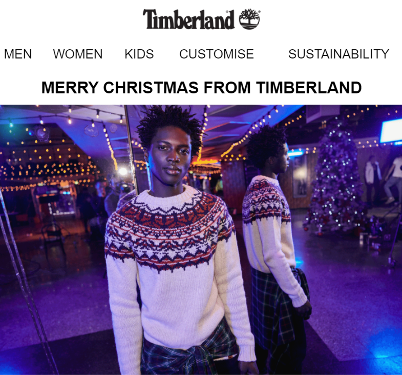 christmas day subject line and wishes by timberland