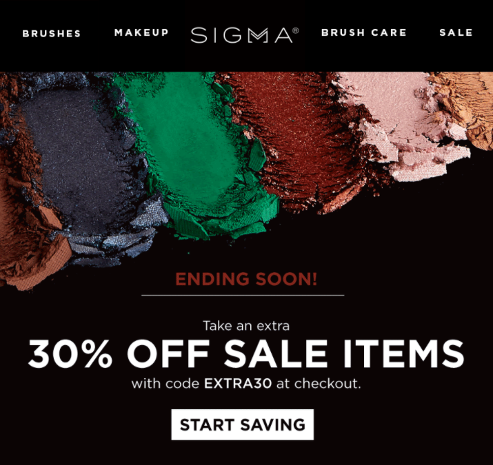 sigma beauty fomo christmas email and subject line