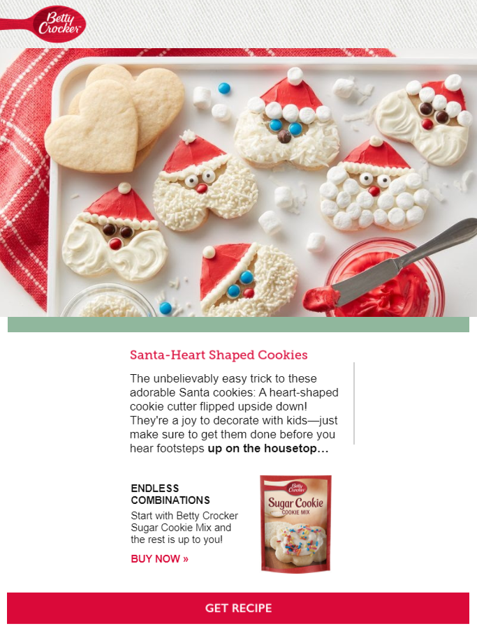 subject lines for christmas day and campaign example by betty crocker
