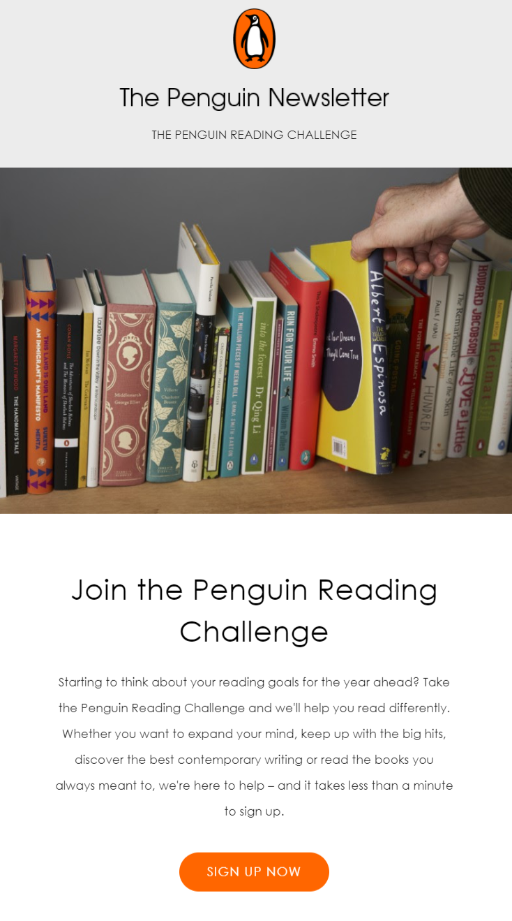 penguin books christmas challenge email and subject line