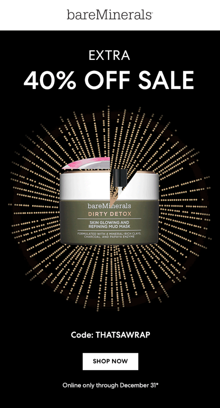 bareminerals post-christmas subject lines and campaign