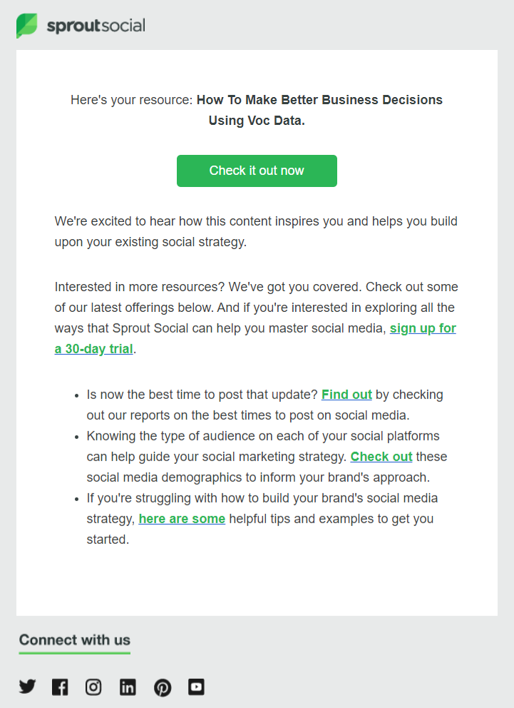 Sproutsocial automated thank you email