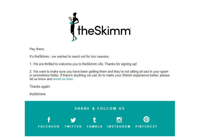 theSkimm example of automated email
