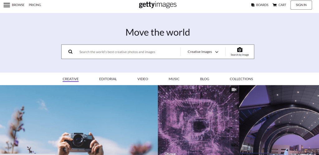 Getty Images websites