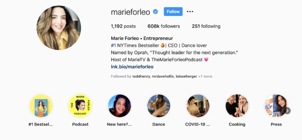 ماري فورليو - مثال مؤثر في Instagram