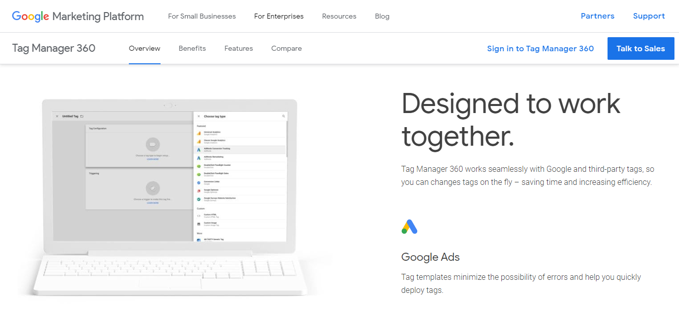 installer le gestionnaire de balises google