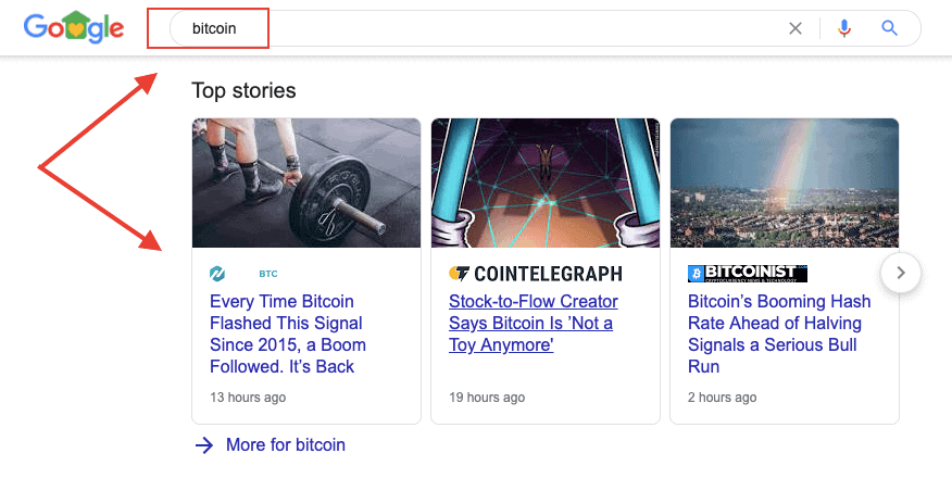 Функции Google SERP - Новости