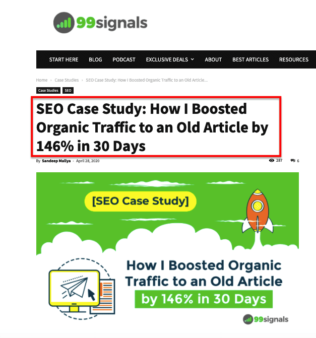 SEO Case Study by 99signals