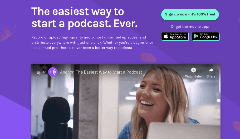 Anchor Podcasts - Anchor removes all the logistical barriers of podcasting, making it easy and fun without sacrificing the quality.