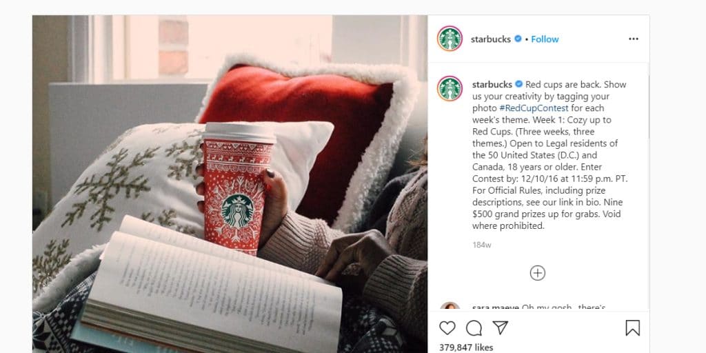 conținut generat de utilizatori pe starbucks instagram