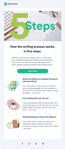 Un ejemplo de página de inicio de correo electrónico de Grammarly