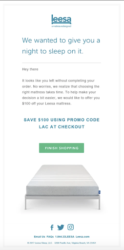 Multichannel vs. Omnichannel-Beispiel von Leesa Mattresses