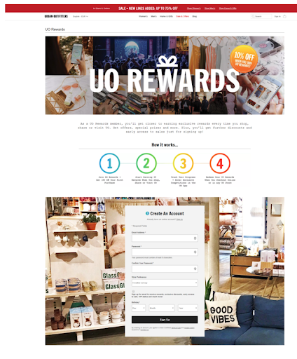 Urban Outfitters-Landingpage