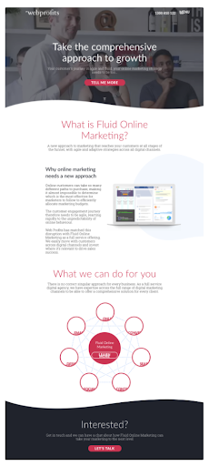 página de inicio de webprofits