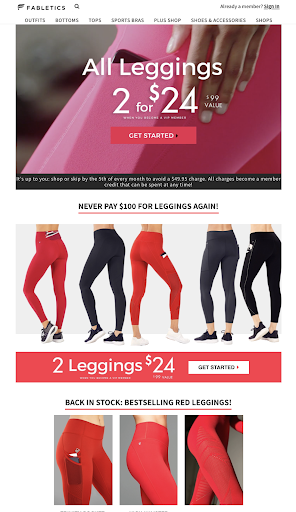 Página de inicio de Fabletics